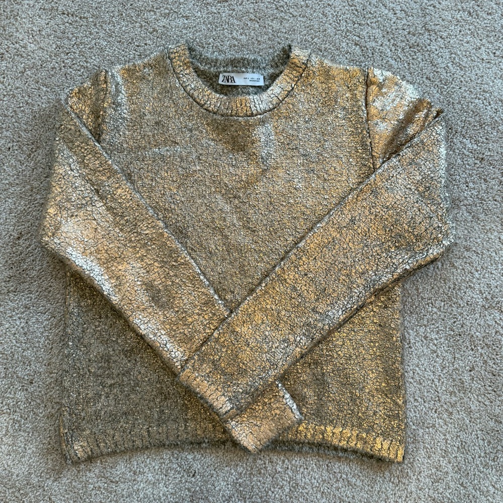 Zara Gold Crew Neck Sweater